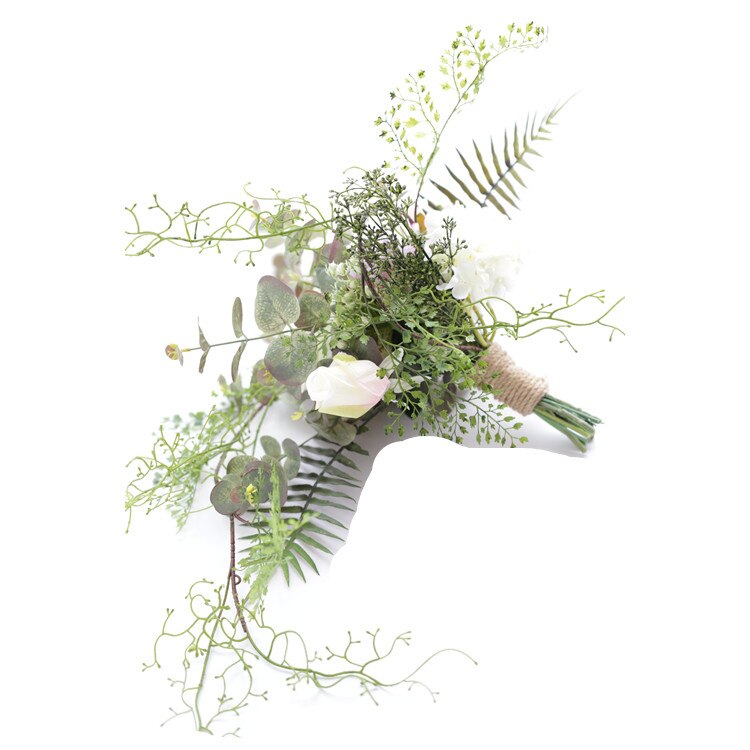 Nordisk brudebuket håndbundet buket hjem bryllupsarrangement blomster kunstige blomster