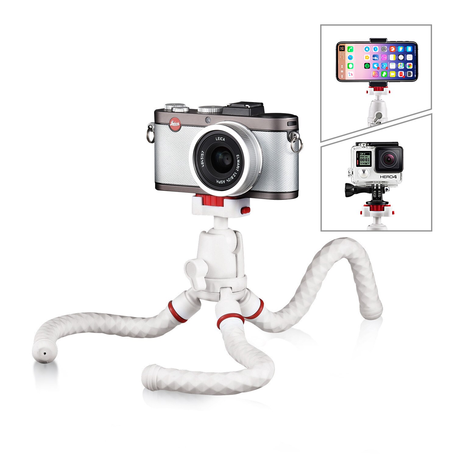 Mulberry Nice Multi-functional Mini Octopus Tripod Desktop Live Single-lens Reflex Camera Camera Mobile Phone Tripod: White