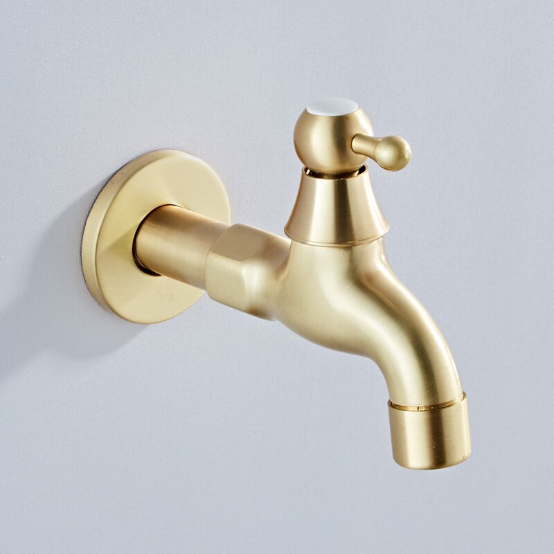Washing Machine Faucet Mop Brushed Gold Bathroom Faucet Brass Material Tap Outdoor Garden Tap Decorative Kitchen Tap WC Bibcock: style 4 long