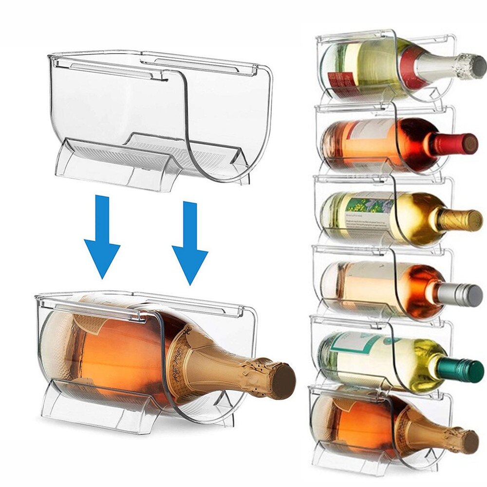 Wine Drink Storage Rack Overlap Refrigerator Rack Shelf Beer Wine Bottle Holder Anti Plastic Space Saving Refrigerator Tray
