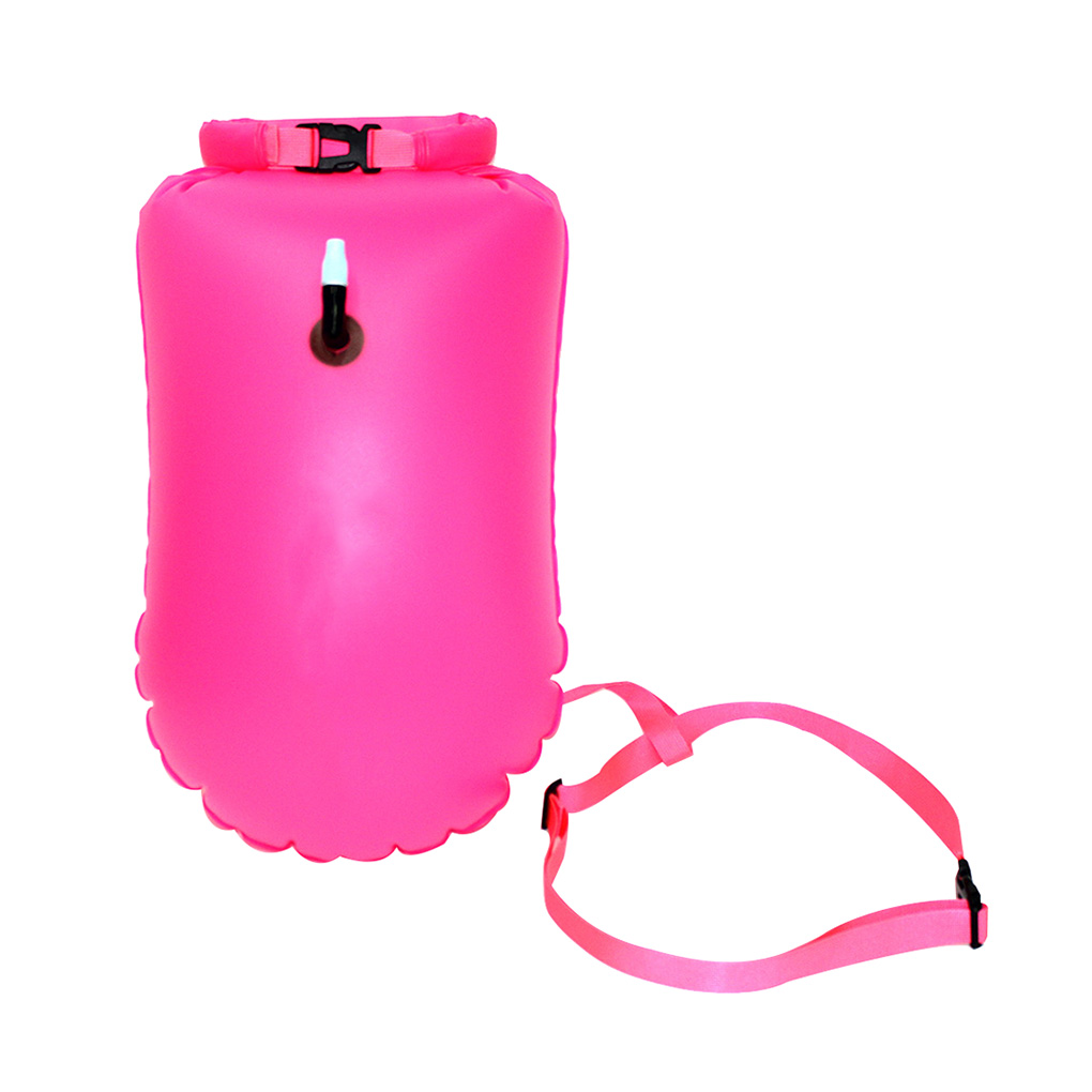 Zeer Zichtbare Veiligheid Boei Zak Pvc Opblaasbare Waterdichte Open Water Zwemmen Training Droog Opbergtas: Rose Red