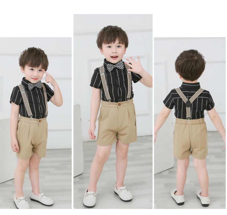 Summer Baby Boy Costume Black White Blazer Shorts Kids Formal Suits Children School Outfits Little Host Models Boys Dress