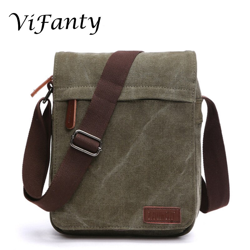 Messenger Bag voor Mannen, Canvas Crossbody Schoudertassen Vintage Satchel voor Reizen Werk Business: Military Green-S