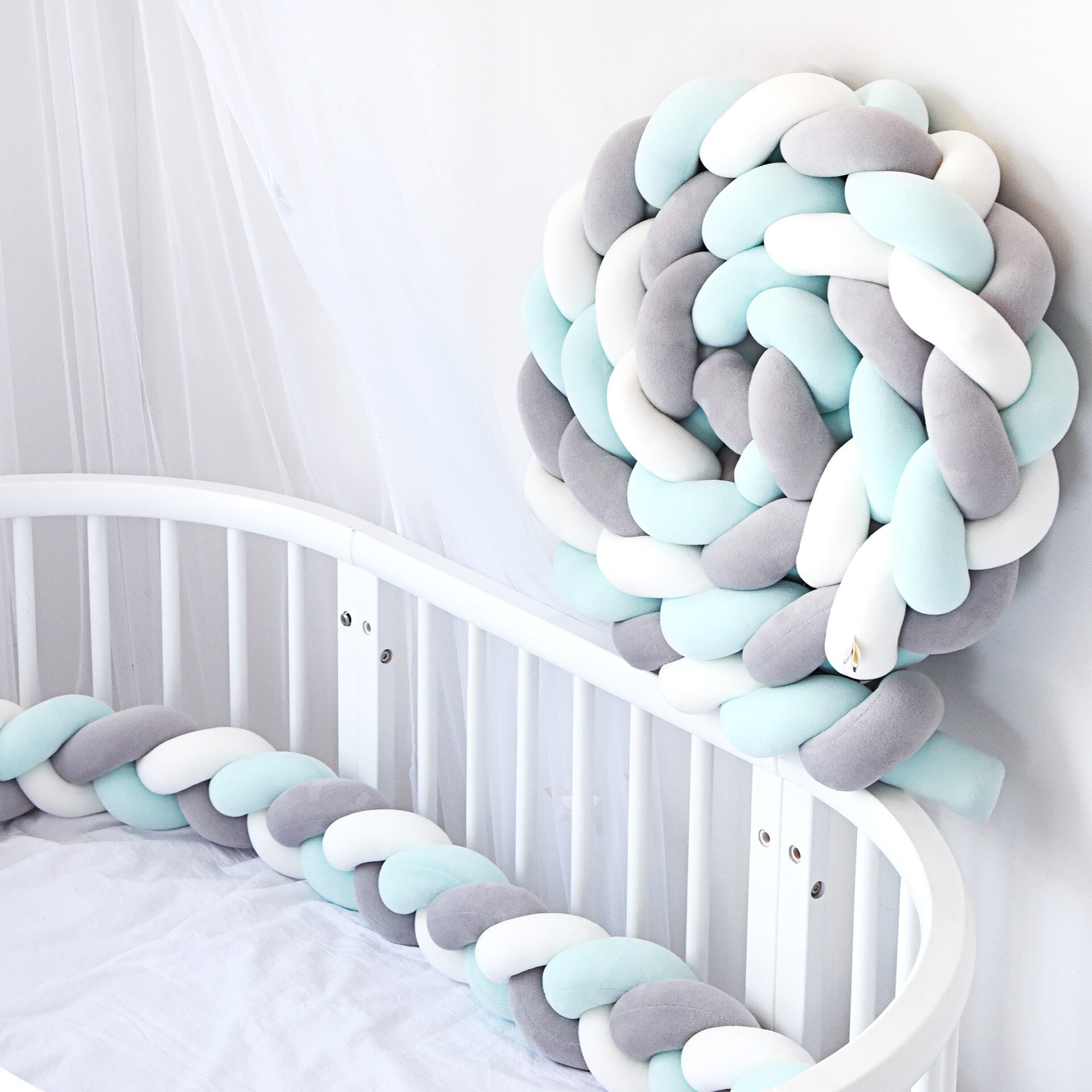 3M Lengte Katoen Weave Pluche Knoop Kamer Decoratie Meisje Kinderkamer Berço De Bebe Protector De Cuna: 4