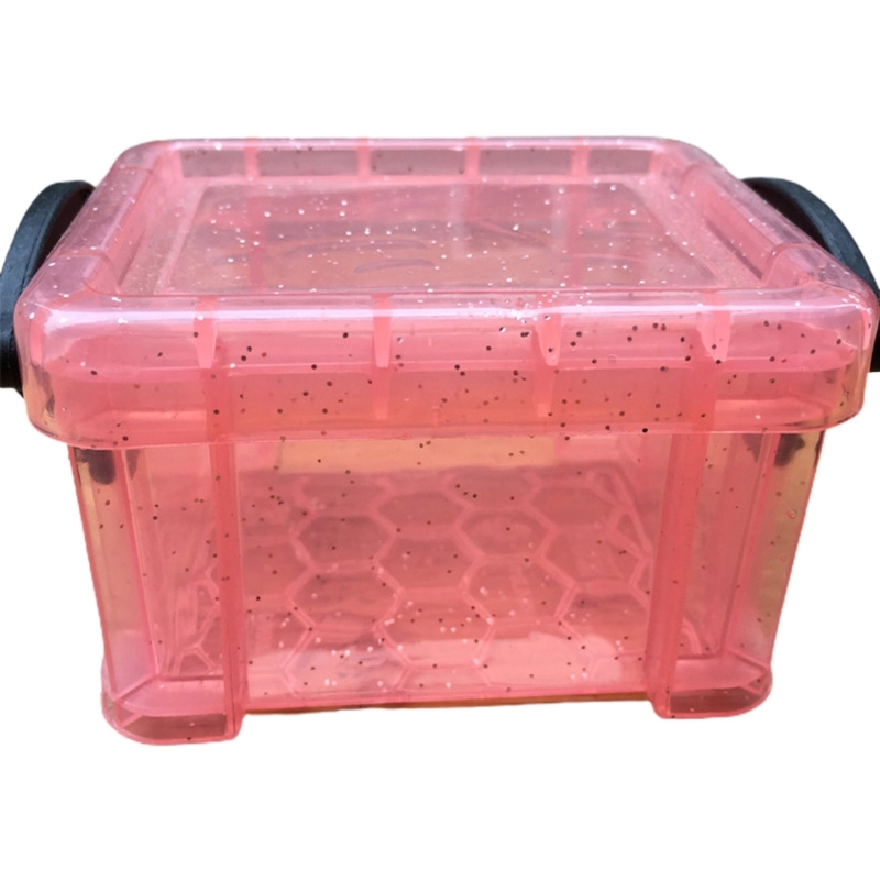 9 Colors Small Plastic Box with Locking Lid Hardware Parts Storage Organizer Rectangular Container 8.7x6.5x5.2cm: Pink