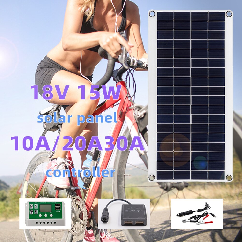 Solar photovoltaic lithium controller system for portable 15W 18V solar panel dual USB solar charger kit for cars and boats