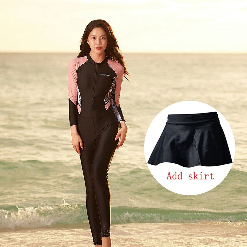 Long Sleeve Muslim Swimwear Women Islamic Swimming Suit Bathing Suit Modest Swimsuit With Skirt Borkini Mujer Islamico: Black and skirt / XXL(weight 62-70kg)