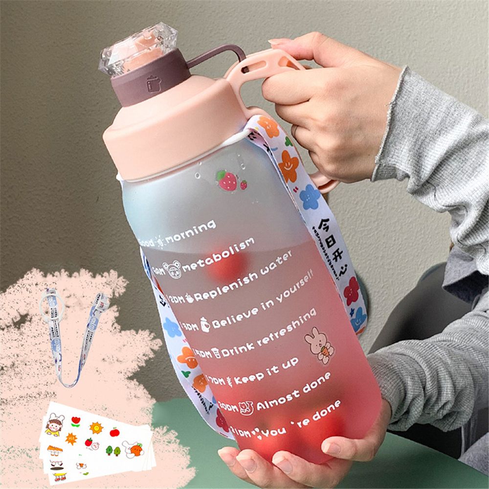 Báscula de tiempo esmerilada para estudiantes, botella de agua de plástico, taza de paja de gran capacidad, 18L: 03