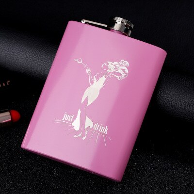 Mini Hip Flask 8oz Pink Alcohol Flask Stainless Steel Bachelorette Party Wedding for Bridesmaids: E