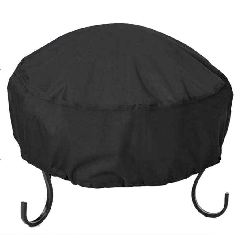 Fire Pit Cover Round 34X16 Inch Waterproof 210D Oxford Cloth Heavy Duty Round Patio Fire Bowl Cover Round Firepit Cover Black: Default Title
