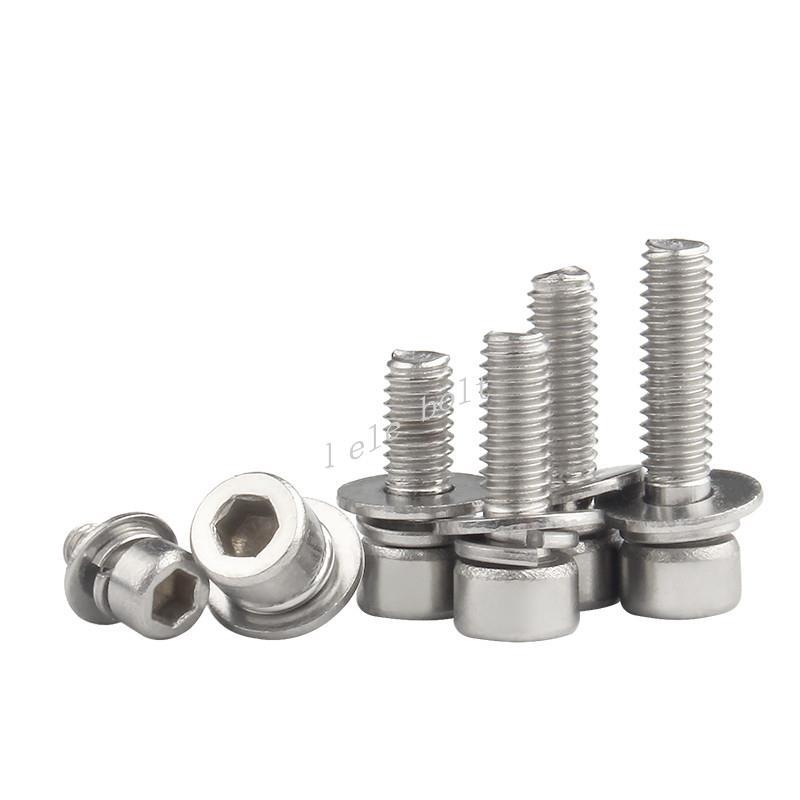 M3 M4 304 Edelstahl Hexagon Buchse Schrauben Tasse Kopf sechseckig Bolzen Schraube murmeln Dichtung Kombination