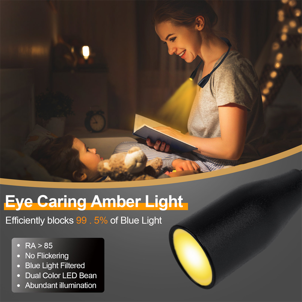 LED-Lesehalsleuchte, wiederaufladbar über USB, Bücherlampe 360° ° flexibel Arm Lesebuch Licht Lesen Hals Lampe Studie Lesen Nachtlicht