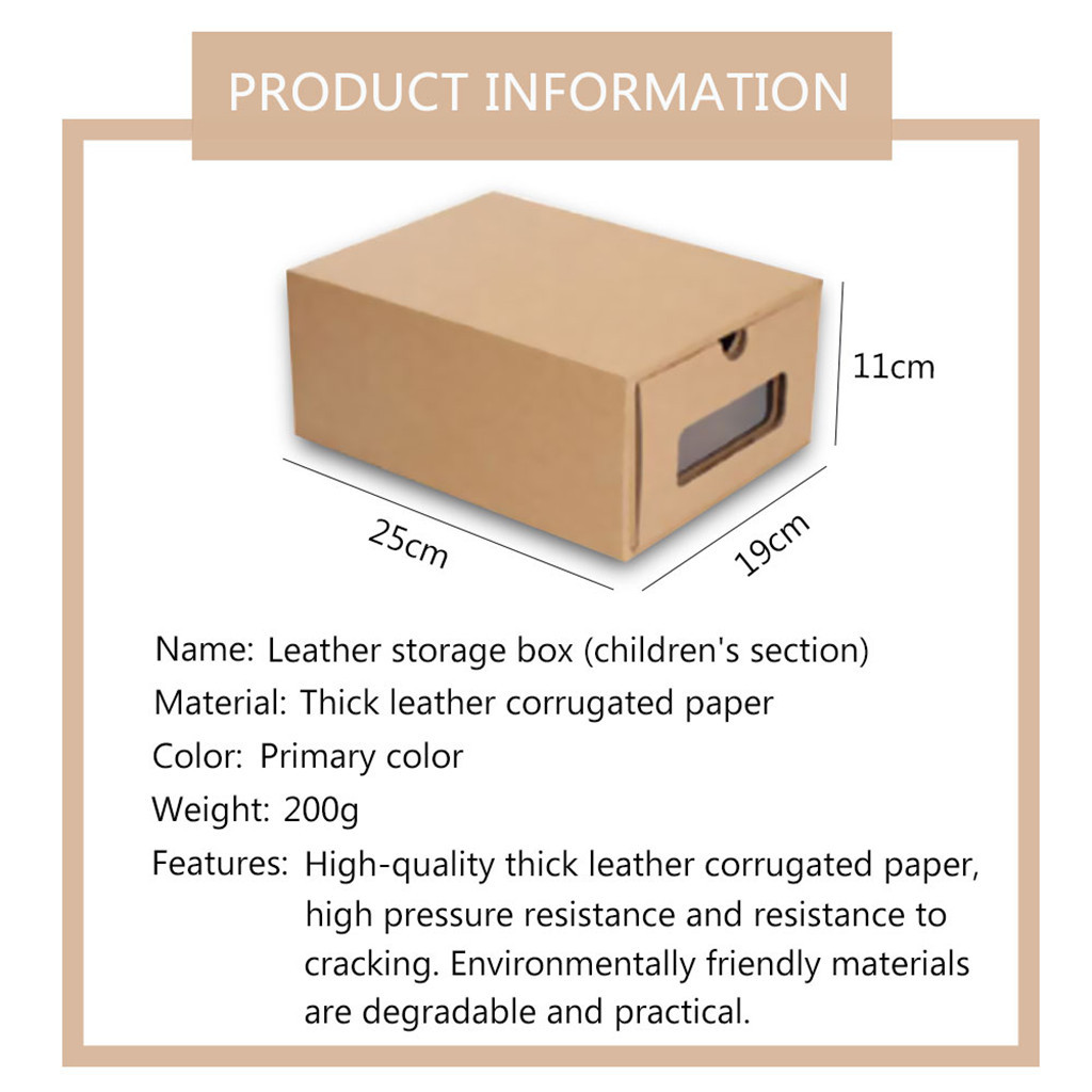Thickened Kraft Cardboard Box Transparent Drawer Shoebox Receptacle Space Saving Storage Organizer Container Box #Y5