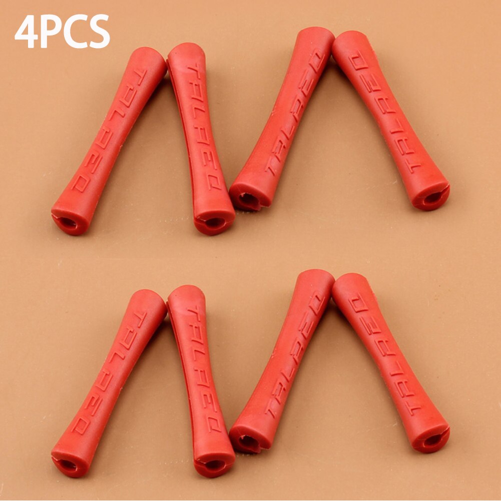 4 stks/partij Bike Brake Draad Beschermhoes Rubber Shift Brake Line Cover Fiets Draad Eindkap Kabel Protector Cover: Rood