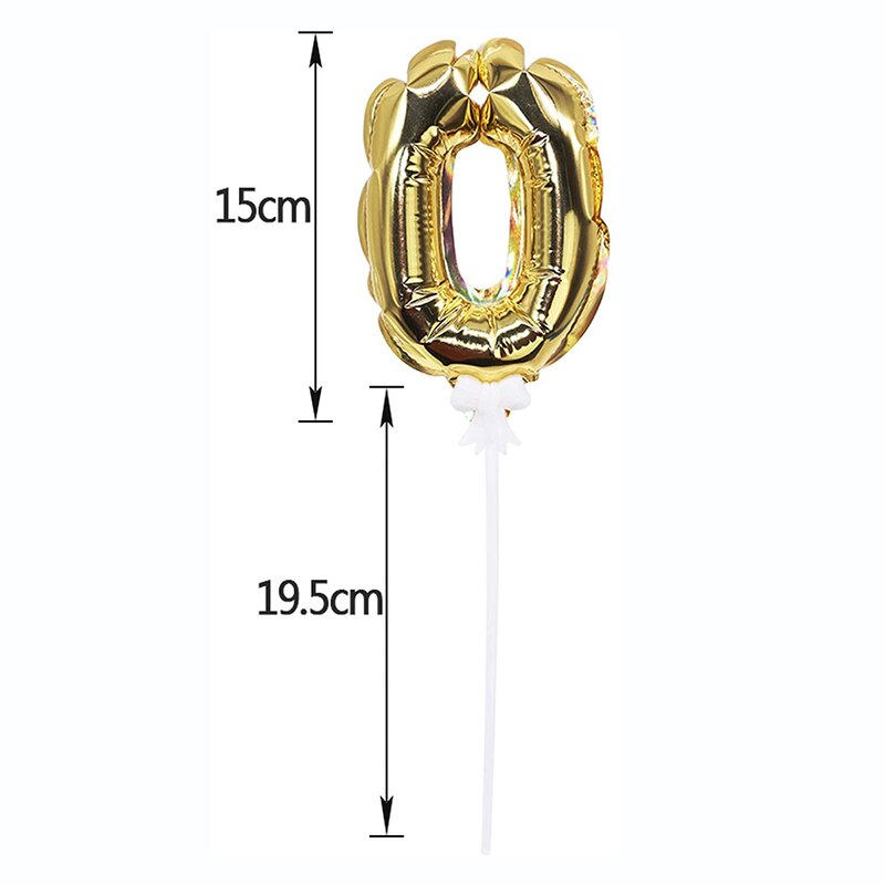 7Inch Mini Gold Silver Foil Number Balloons Cake Topper Diy Kids Birthday Cake Flags For Wedding Anniversary Birthday Decoration