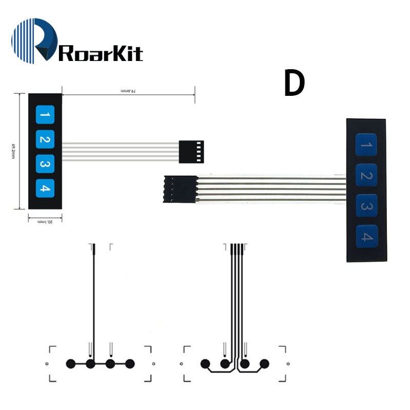 1*2 3 4 5 tastknapper membranbryter 3*4 4 x 5 matrix array tastatur 1 x 6 tastatur med led kontrollpanel pad gjør-det-selv-sett for arduino: D