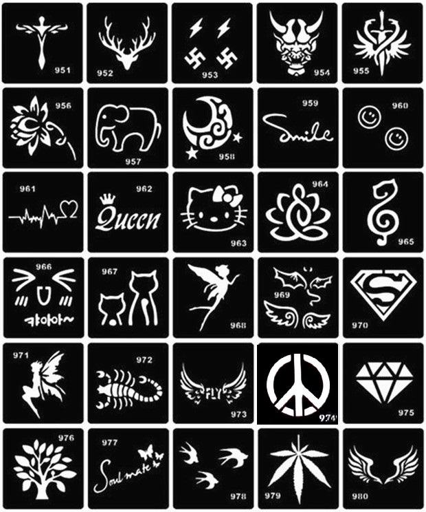 80pcs 230 6*6cm Henna Tattoos Stencils for Painting Airbrush Tattoo
