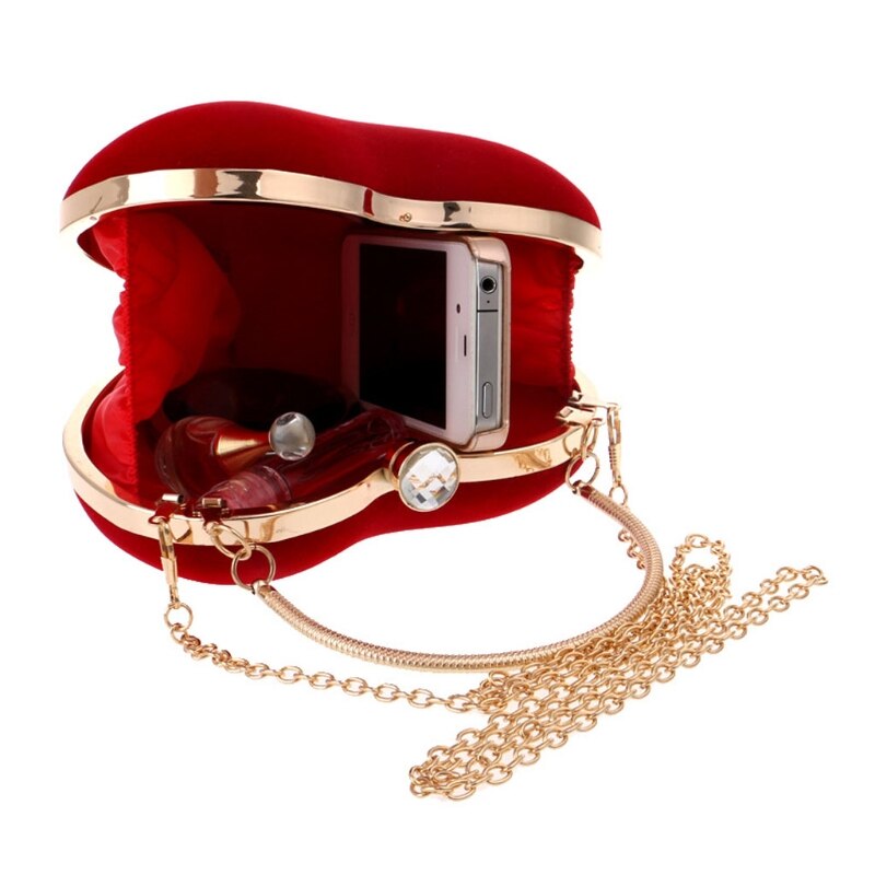 Pochette de soirée pour femmes, sac à main avec strass en forme de cœur