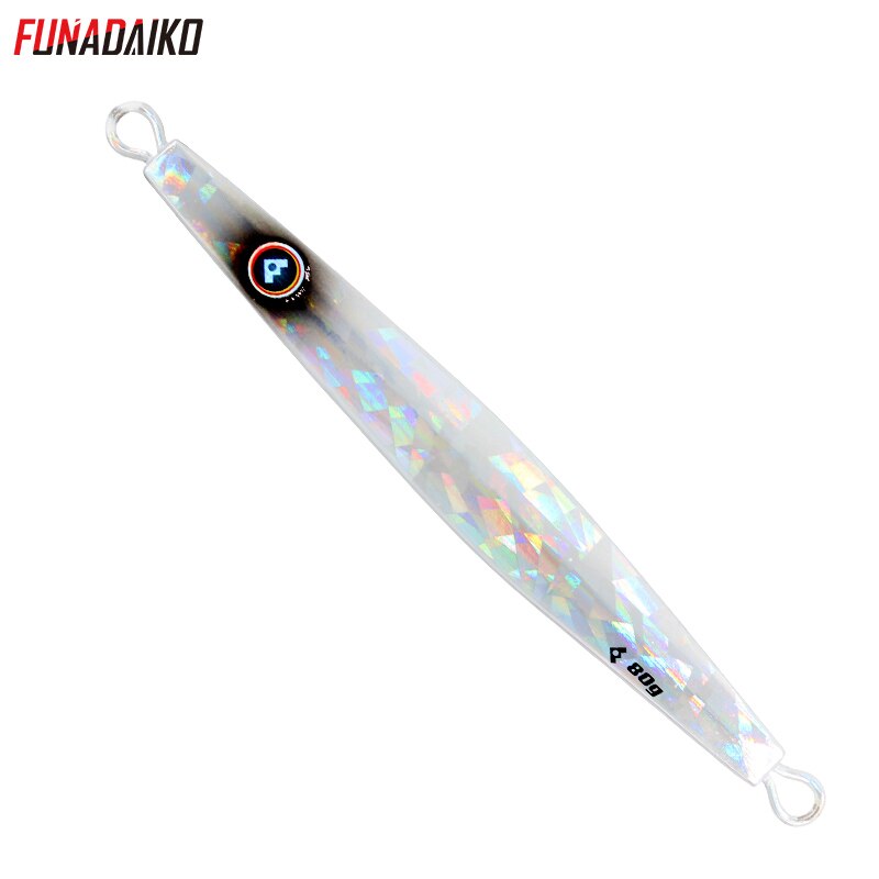 Leurre de pêche funadaiko appât artificiel leurre jig en métal leurre de pêche jig lent leurre jigging 60g 80g 100g leurre jig appât dur leurre jig en métal: Laser argent / 100g