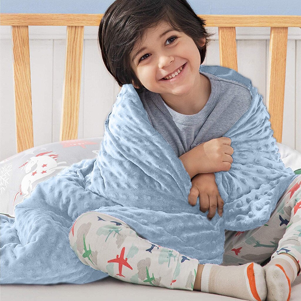 Baby Soft Minky Dot Blanket Warm Fleece Stroller Cover Quilt Swaddling Bedding Warm Sleep Cover Koc Dziecka L3: Blue