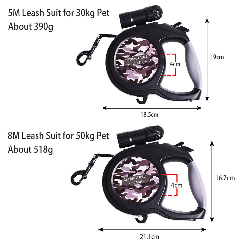8m /5 meter grote hondenriem intrekbaar 5/8 meter automatische grote hondenriemen touw huisdier rennen wandelen verlenglijn multicolor 10-50kg