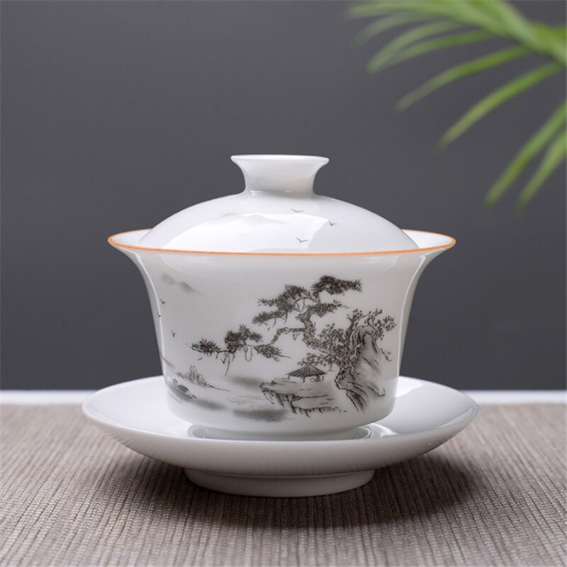 Hvidben kina gaiwan tea set, kung fu teaet tekande, rejse keramisk tea set, kinesisk porcelæn gaiwan cup: Stil 5