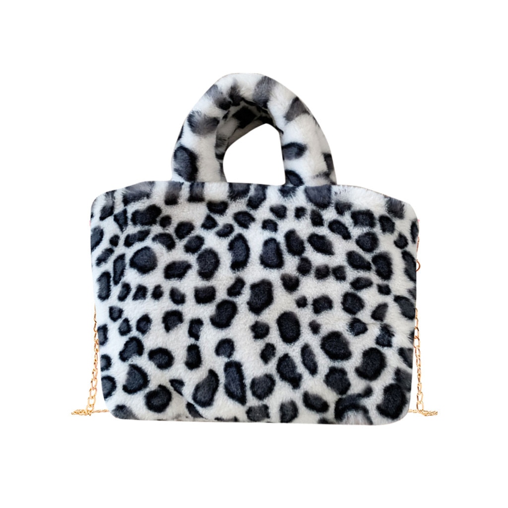 Leopard aufbringen Punkt Handtasche Winter Frau Warme Pelzigen Tasche Plüsch Handtaschen Neue Kette Schulter Taschen Für Frauen Handtasche