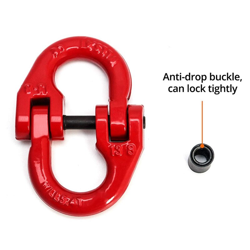 Grade 80 Alloy Steel Hammer Lock Coupling Link Connecting Link, 1/2 inch, Red Painted, 12000 Lbs Working Load