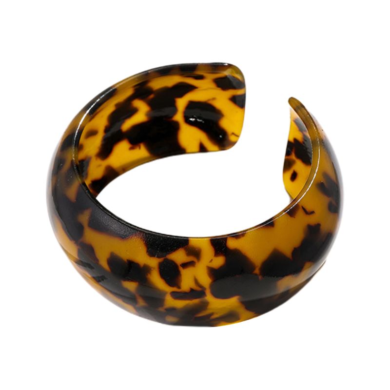 Brazalete de leopardo con placa de acetato para mujer, brazalete ancho con apertura, joyería para mujer, decoraciones de: 2SS307687-1