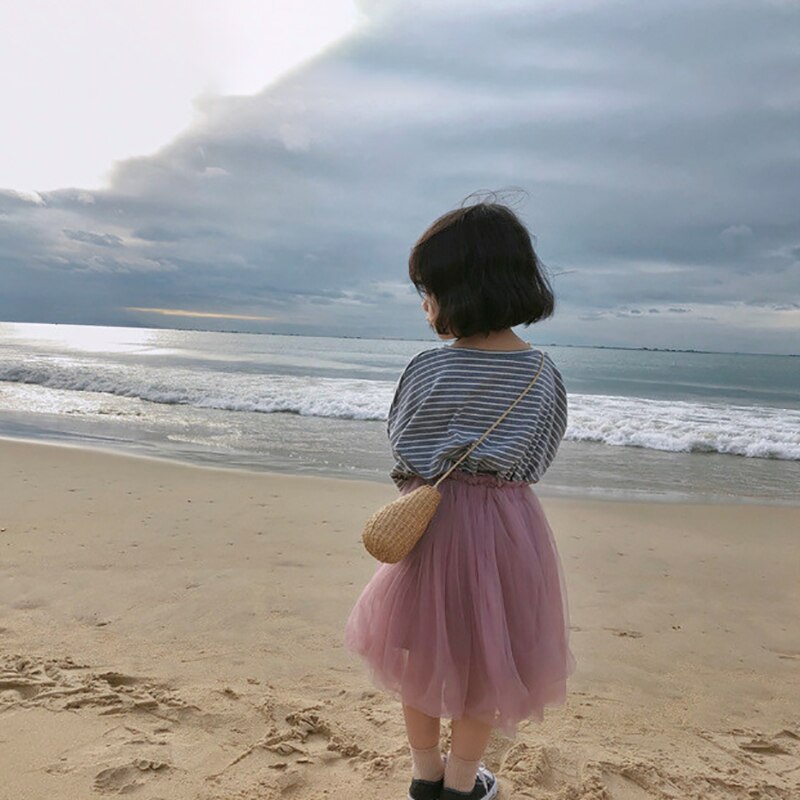 Bebis kläder höst rosa mesh tutu kjol barn prinsessor tjejer tyll kjol pettiskirt födelsedagsfest kawaii kjolar 1-8y: Sid / 7t