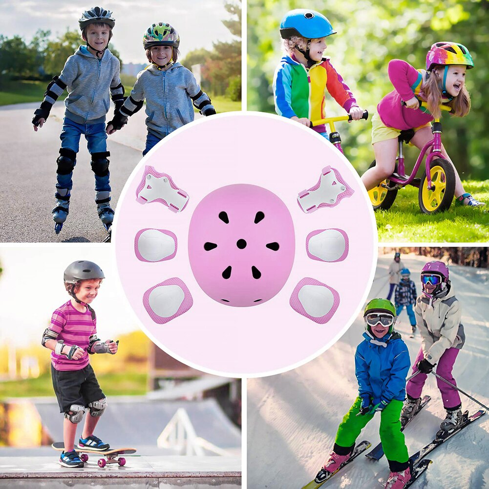 7pcs/set Cycling Roller Skating Protective Gear Pads Helmet Knee Elbow Wrist Guards Outdoor Sport Safety Protector for Kids