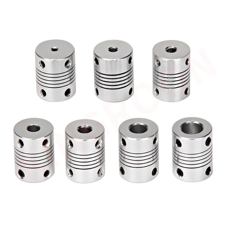 4 kpl alumiininen cnc-moottorin leuka-akselin liitin 5mm to 8mm joustava kytkin  od 19 x 25mm 3/4/5/6/6.35/7/8/10mm
