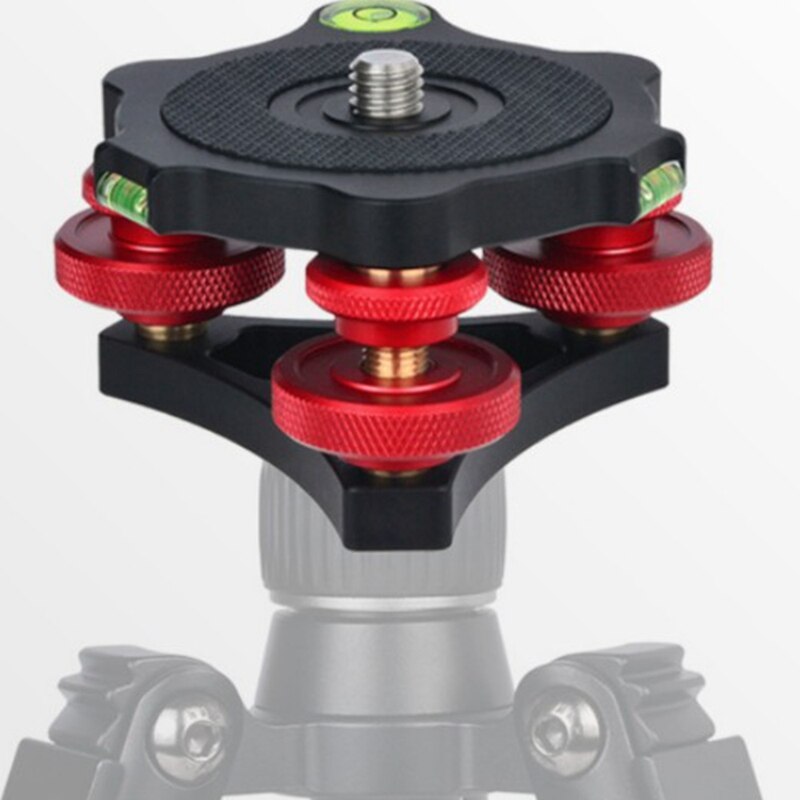 PL-64 Camera Tripod Head Leveling Base Aluminum Alloy Triple-Wheel Precision Leveler Bubble Level 3/8Inch Screw Load