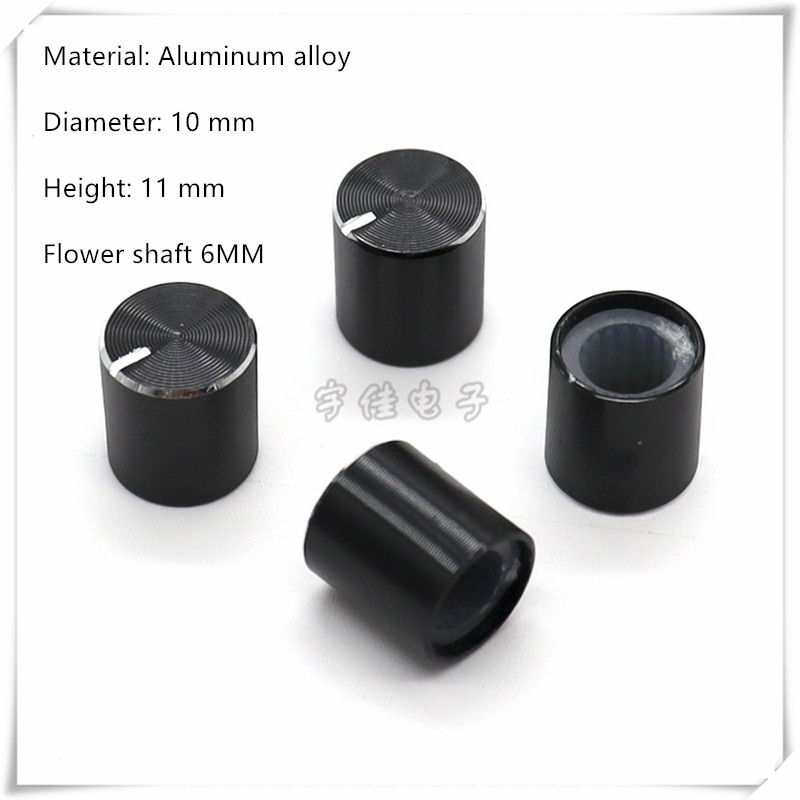 5 Stuk 10 × 11Mm Black Aluminium Dekselkleur Potentiometer Snelheid Schakelaar Knop Geschikt Voor Bloem As 6Mm