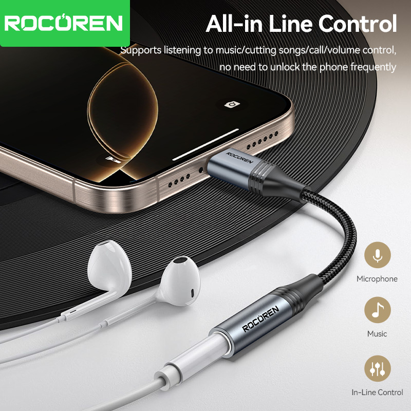 Rocoren Kabel audio USB C do 3,5 mm Jack Dac Adapter słuchawkowy męski na żeński Konwerter typu C na 3,5 mm do telefonu Samsung Xiaomi