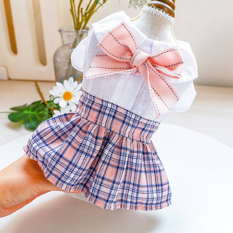 Vestido de verano para mascotas, ropa clásica a cuadros para perros, falda, ropa de cachorro de primavera, XS-L