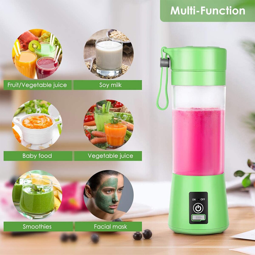 380Ml 6 Blades Draagbare Blender Elektrische Fruitpers Huishoudelijke Oranje Citruspers Voor Kind Thuis Keuken Mixer Smoothie Maken