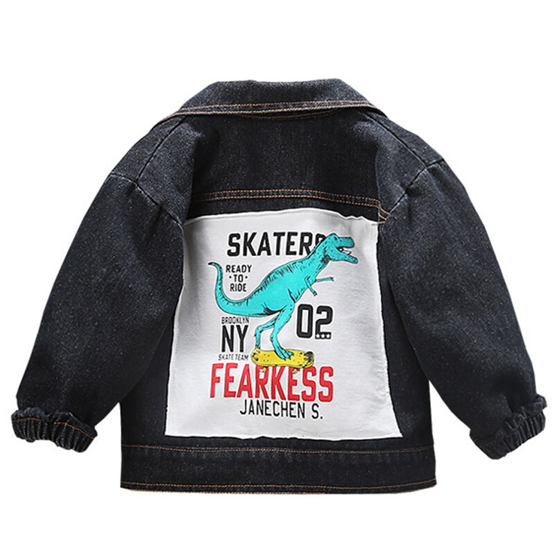 Dinosaur letter printed denim jacket 1-4 year Child boys Jacket trend cowboy clothes Child's coat