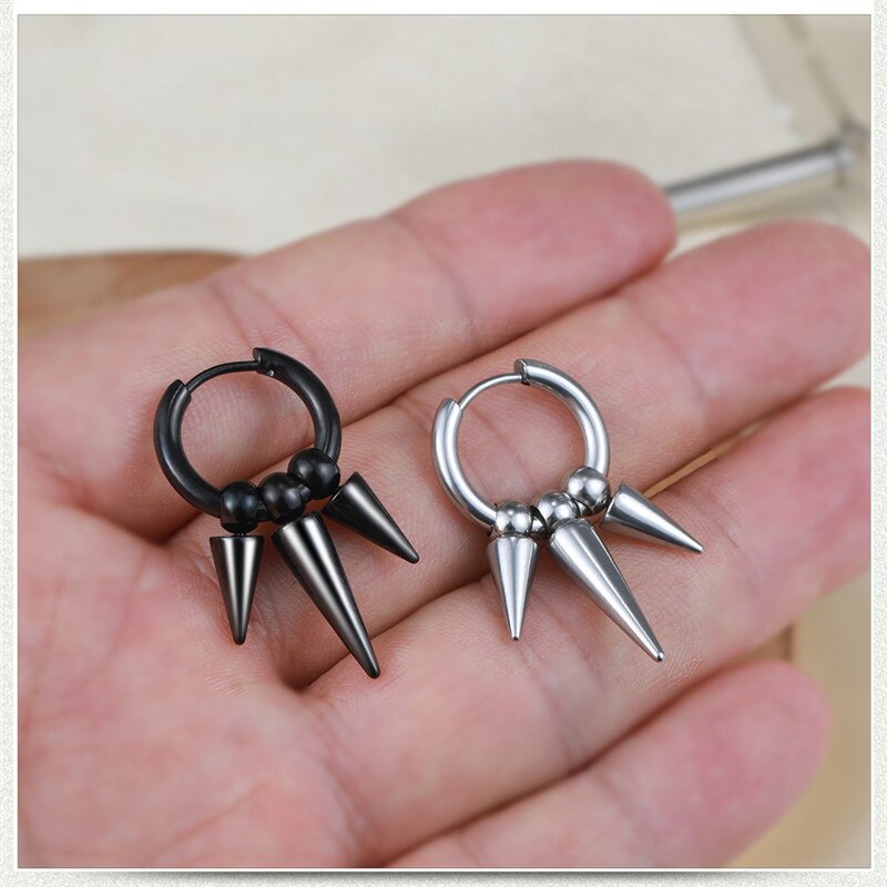 Mode Klinknagel Taper Rvs Earring Voor Vrouwen Mens Classic Punk Stud Oor Sieraden 2 Stuks