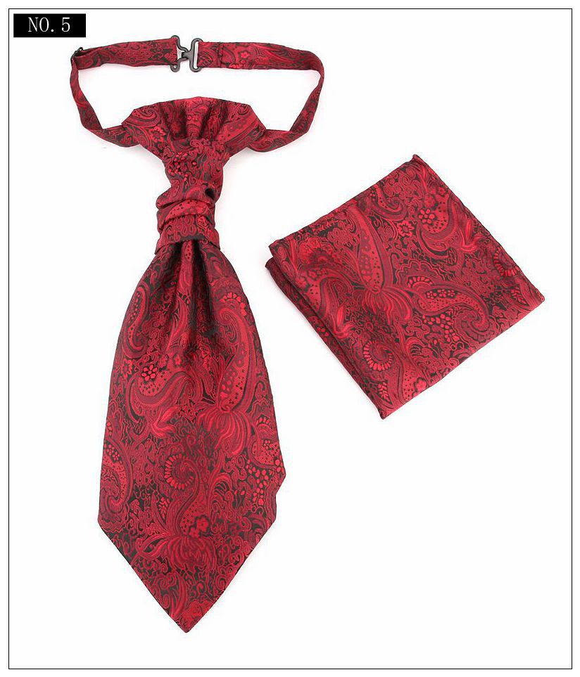 Paisley blomstret blå ascot slips mænd cashew slips lomme firkanter sæt herre & #39 ;s rød silke cravat slips lommetørklæder bryllup ascot tørklæde  b021: B021-005