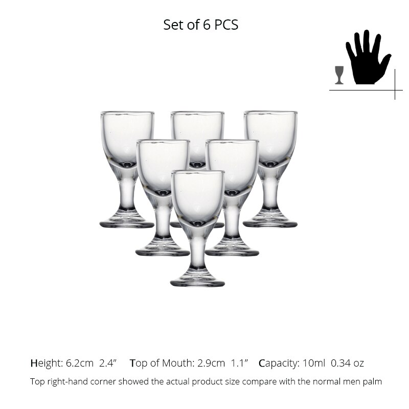 6 Pack Machine Made Lead Free Glass Shot Glasses Set for Vokda Liquor Baijiu Glass Friends Party Wedding Bar Tools: 10ML BJ105