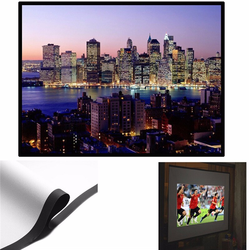 LEORY 100 Inch 16:9 Portable Projection Screen HD White Portable Fold Fabric Projection Screen for Home HD Projector