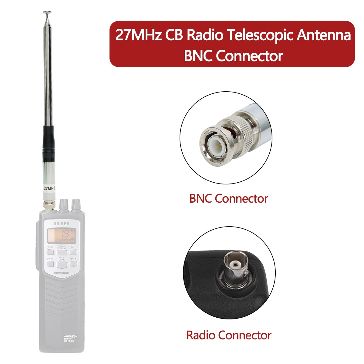 ABBREE 27Mhz BNC Teleskop 23/130cm Antenne für Kobra Mittelland Uniden Maxon Präsident Anytone Handheld/Tragbare CB Radio Walki