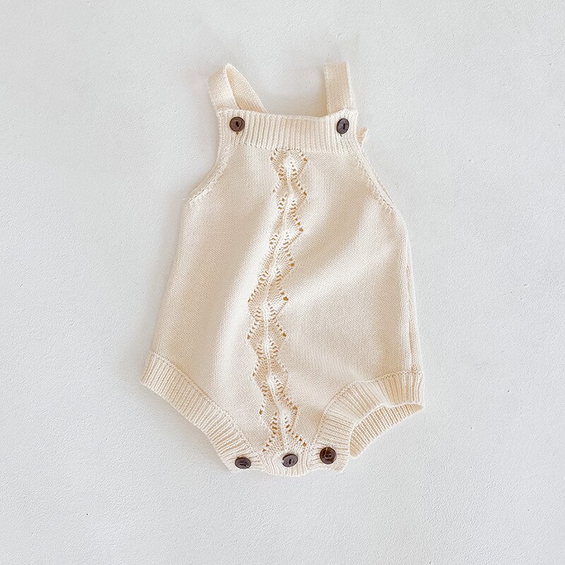 FOCUSNORM 0-24M Toddler Boy Girl Boys Knit Bodysuits Sleeveless Flowers Button Solid Warm Jumpsuits 2 Colors: Beige / 12M