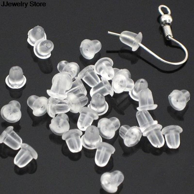 50Pcs/100Pcs Silicone Rubber Earring Sluiting Transparante Oor Moer Inpluggen Oorbellen Diy Sieraden Bevindingen Accessoires Materialen