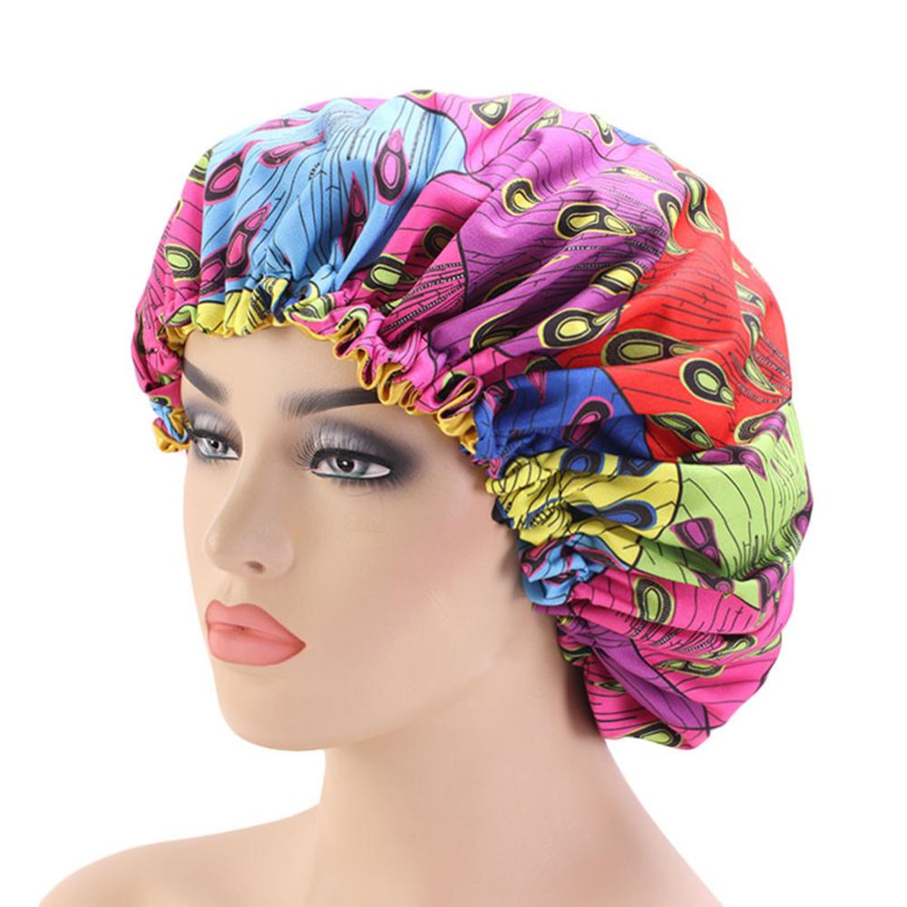 Dots Floral Women Reversible Adjustable Hair Care Cap Night Sleep Hat Bonnet satin bonnet hair bonnet hair bonnet for sleeping: Peacock