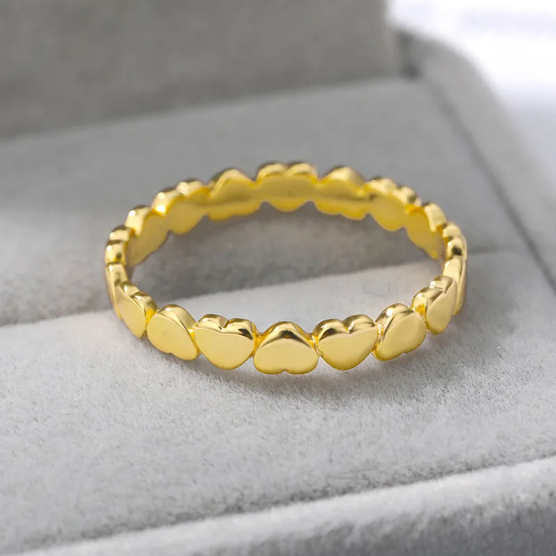 Edelstahl Herz Ringe Für Frauen Gold Farbe Herz Verlobung Hochzeit Ring Luxus Hochzeit Ästhetischen Schmuck