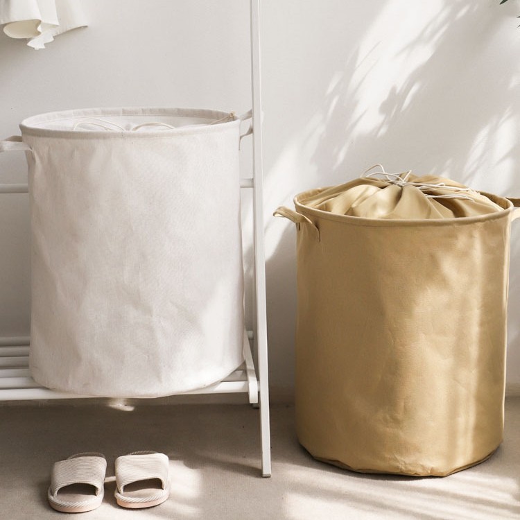 Cesto para la colada de tela de lino y algodón, cesta grande plegable para ropa sucia con cierre de cordón, contenedor de almacenamiento de ropa sucia estilo INS