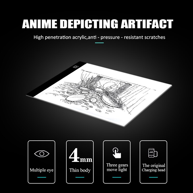 A3 A4 A5 Led Drawing Copy Board Kids Toys Draw 3 Level Dimmable 2022 Writing Tablet Creation For Children Educational Games
