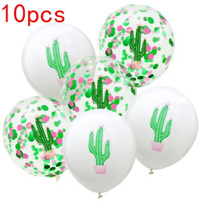 Globos con estampado de frutas y plantas, dos colores, flamenco, cactus, piña, globos, combinación de Hawaii tropical, decoración para de cumpleaños 10 piezas: xianrenz